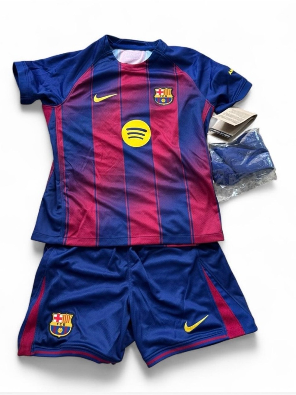 Nike Kids Barcelona Home Soccer Kit - Blue & Red with Yellow Accents